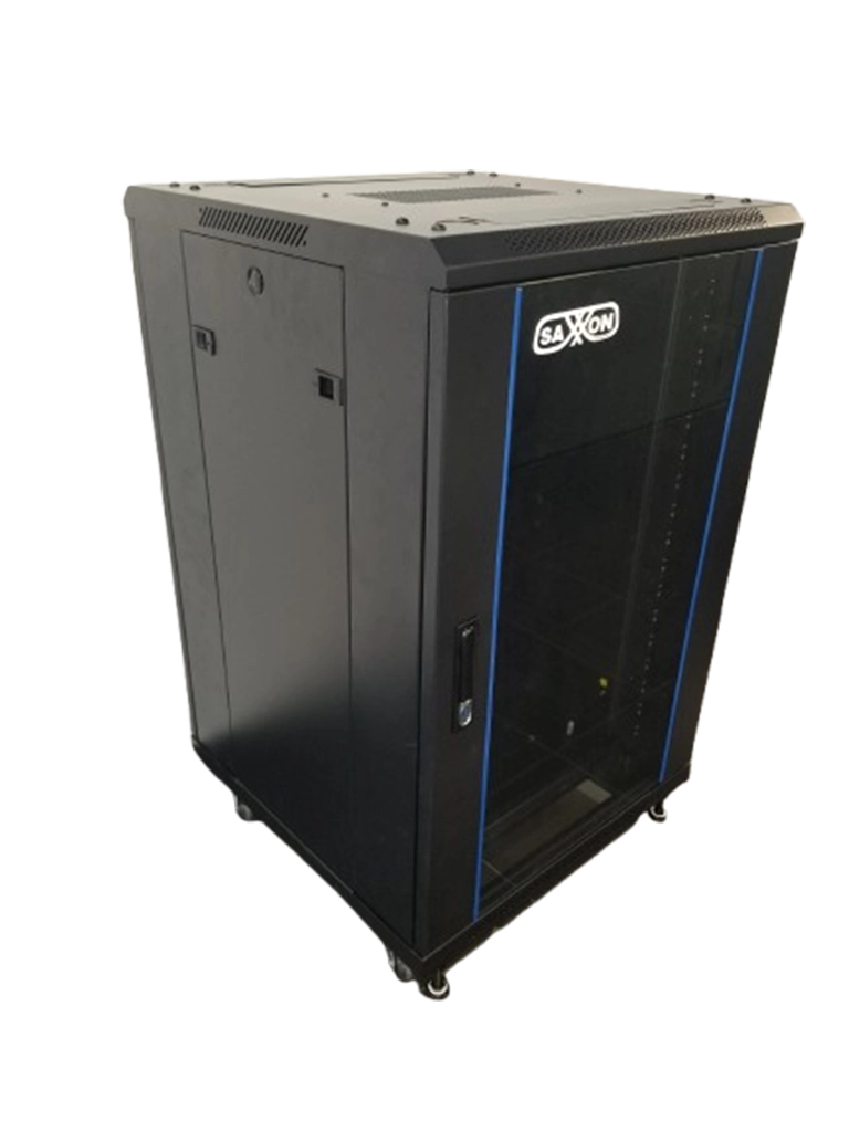 Gabinete de Piso color Negro 18UR Puerta de Vidrio Templado Alto 100 cm Ancho 60 cm Profundidad 60 cm - SX-R18U-6618S - Imagen 4