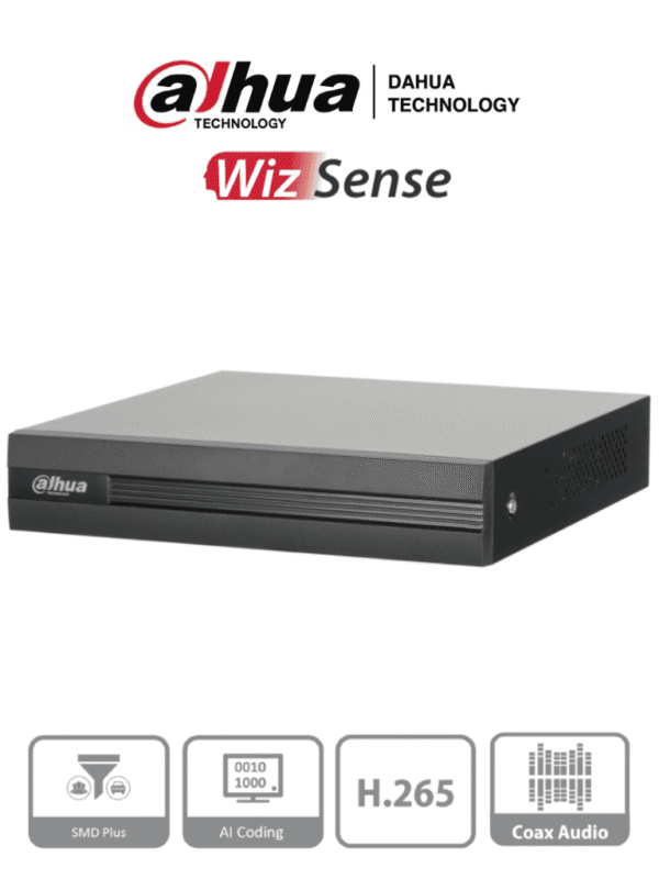 DVR de 4 canales 5MP Lite con WizSense y H.265+ Soporta 4 canales + 2 IP o hasta 6 canales IP Con SMD Plus y búsqueda inteligente de humanos y vehículos 1 puerto SATA de hasta 6TB - DH-XVR1B04H-I