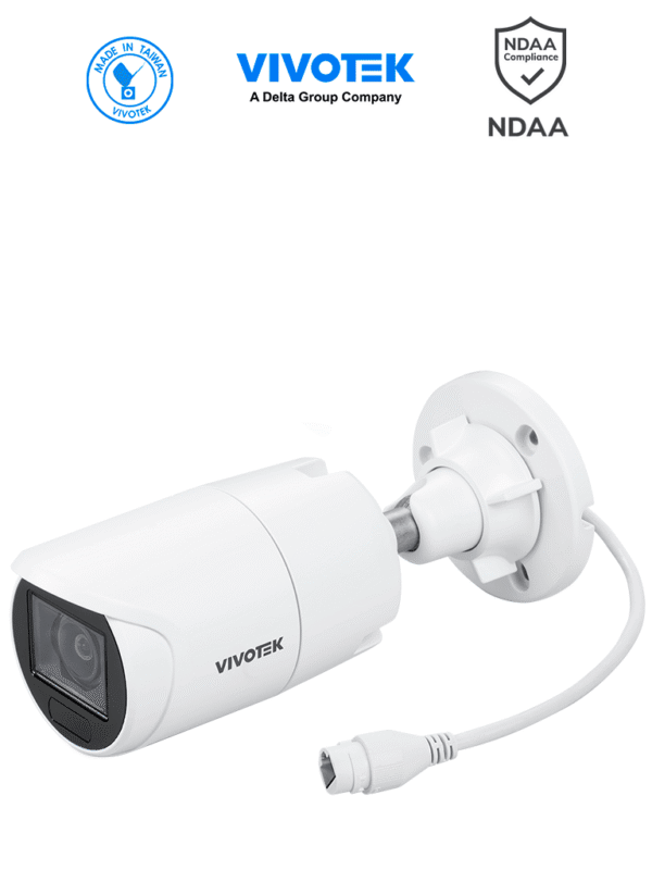 Cámara IP Bullet exterior 5 MP Lente Varifocal Remoto 2.8-12mm Smart VCA Deep Search Smart IR 30 mts WDR Pro Visión SNV Ciberseguridad Trend Micro Micrófono Integrado Protección IP66 IK10 ONVIF NDAA - IB9383-HTV
