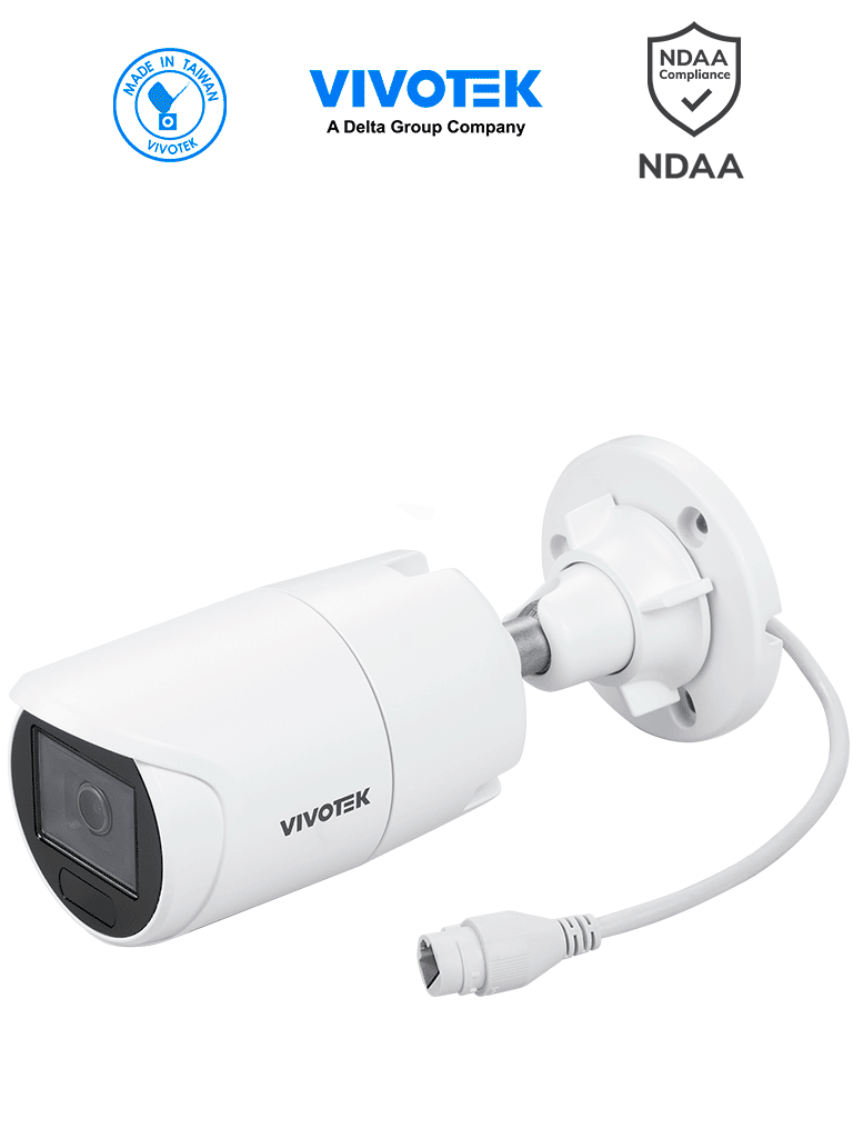 Camara IP bullet exterior 5 MP Smart IR 30mts WDR Pro Lente Fijo 3.6 mm Smart VCA Deep Search Microfono Integrado Protección IP66 IK10 SNV Ciberseguridad Trend Micro NDAA ONVIF - IB9383-HV