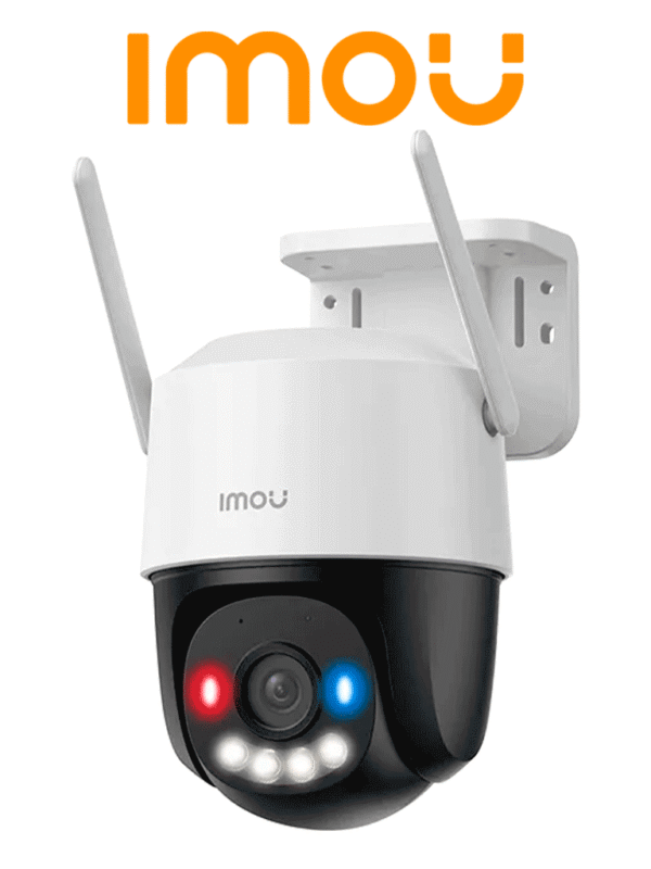 Cámara IMOU Cruiser SC IP PT de 3 Megapíxeles Wifi Full Color Disuasión activa luces Rojo-Azul Audio 2 Vías 30 Metros Visión Nocturna Sirena de 110 dB Smart tracking Ranura para MicroSD IP66 - IPC-K7FN-3H0WE