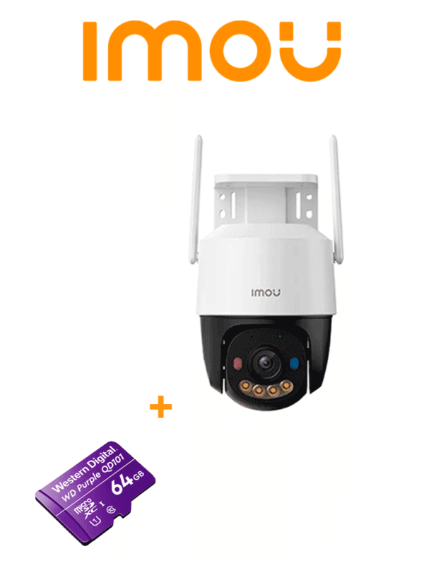 Cámara IMOU Cruiser SC IP PT de 5 MP Wifi Full Color Disuasión activa luces Rojo-Azul Audio 2 Vías 30 Metros Visión Nocturna Sirena de 110 dB Smart tracking Ranura para MicroSD IP66 - IPC-K7FN-5H0WE