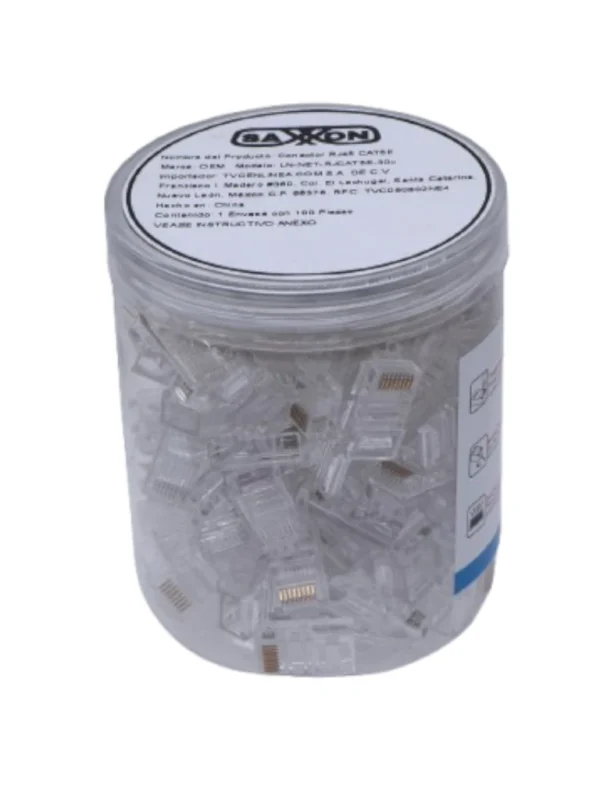 Bote con 100 Plugs RJ45 Cat6 UTP Sin Blindaje Alta Velocidad Conector Modular para Redes Ethernet chapado de oro a 30 micras - LN-NET-RJCAT6-30u