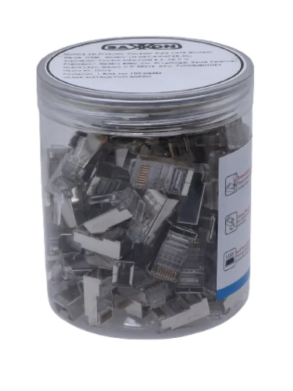 Plug Modular RJ45 Cat6 Blindado Chapado en Oro 30 Micras Alta Velocidad Conector 8P8C para Redes Ethernet y Cableado Estructurado - LN-NET-RJCAT6B-30u