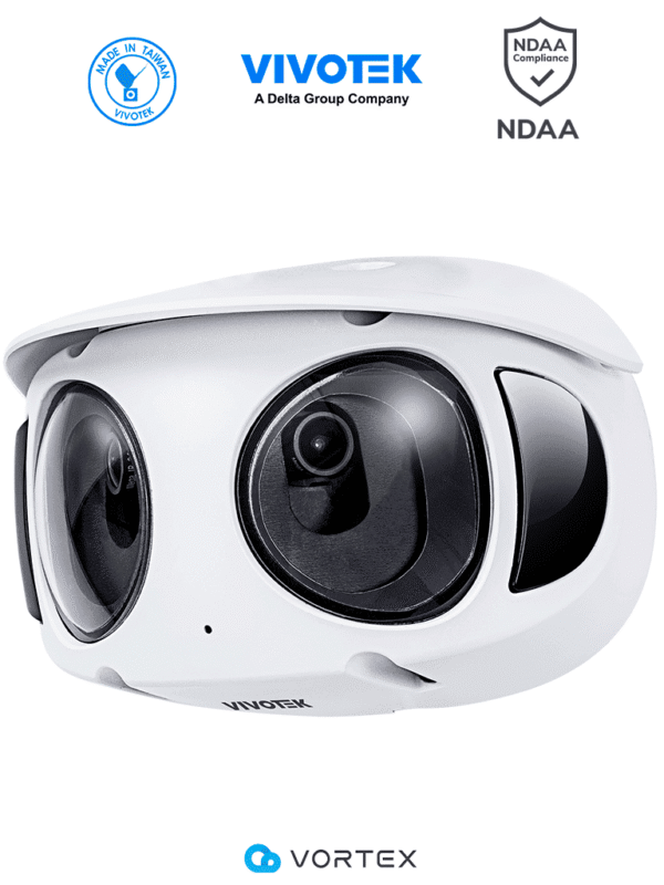 Cámara IP VORTEX Premium Series panorámica 180º exterior 8 MP (4K) luz IR 20 m WDR Pro visión SNV Smart Motion micrófono integrado VCA IP66 IK10 almacenamiento interno 512GB NDAA - MS930-EHV