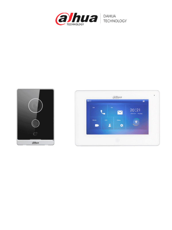 Videoportero WiFi con monitor de 7" 6 entradas y 8 zonas de alarma ranura MicroSD para grabación cámara 2MP con WDR real e IR controla 1 puerta apertura con tarjeta Seguridad avanzada y comodidad - DHI-KTW01