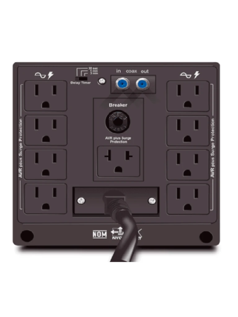 Regulador Especial para motores y CCTV 5000VA 2500W 8 Terminales de salida 1 Terminal de salida NEMA5-20R Retardante a incendio - R-AVR5008 - Imagen 3