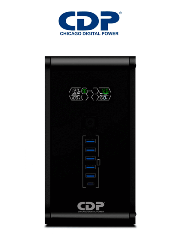 UPS de 1500VA 900W con pantalla LCD 10 terminales de salida: 5 con respaldo y AVR y 5 con supresión de picos - R-Smart1510