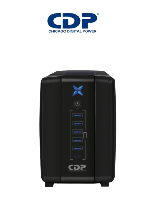 UPS Interactivo de 1000 VA y 500W con 8 terminales de salida: 4 con respaldo 4 con supresión de picos y 5 puertos USB y 1 USB-C - R-UPR1008