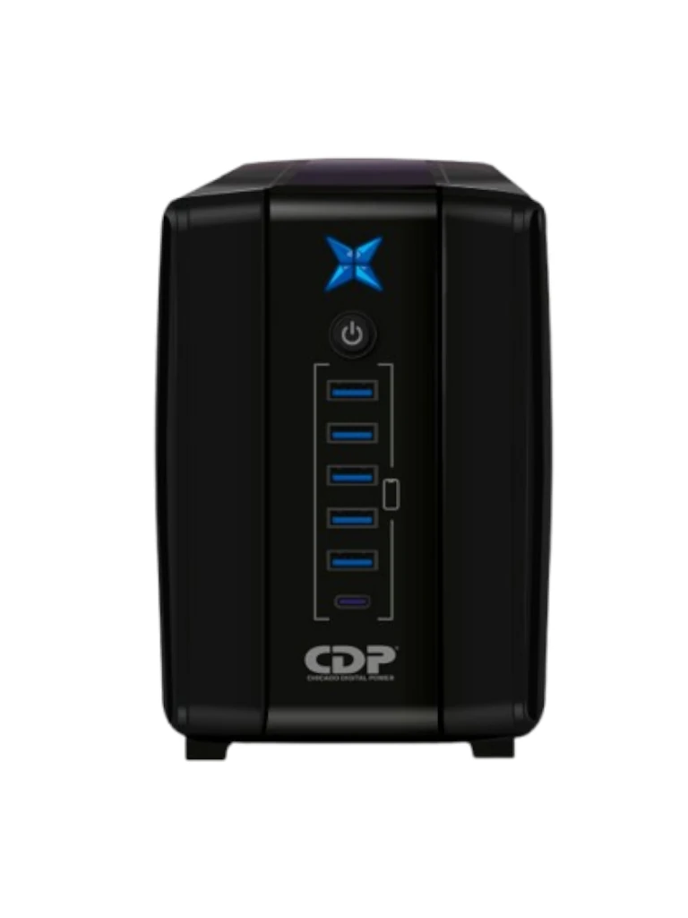 UPS Interactivo de 500 VA y 250W con 8 terminales de salida (4 con respaldo) auto reseteo incluye batería de 12V 4.5AH y es libre de mantenimiento - R-UPR508