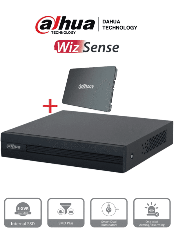 DVR de 4 canales 1080p Lite Con disco SSD de 512GB Especial para Videovigilancia S-XVR Series WizSense H.265+ 4 canales con SMD Plus Búsqueda inteligente (Humanos y vehículos) - DH-XVR1B04-I-SSD