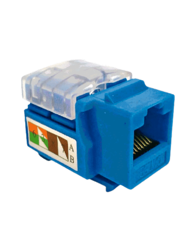 Modulo jack keystone RJ45 8 Hilos CAT 5E Compatible con calibres AWG 22-26 Color azul - M265-C5 BLUE
