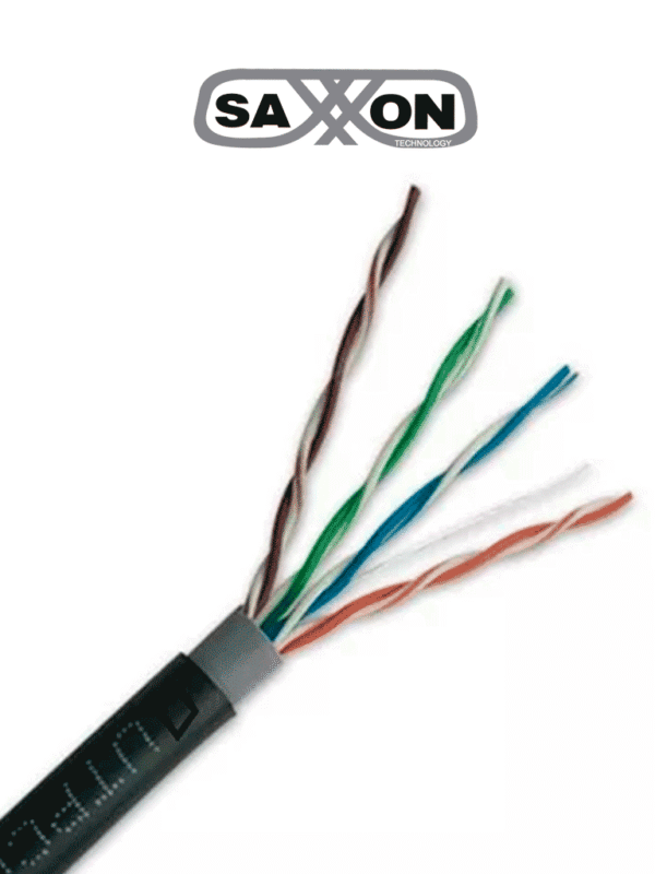 Bobina de 100 Metros de Cable UTP Cat5e 100% Cobre Exterior con Doble Forro Color Negro Ideal para Cableado de Redes de Datos y Video - OUTPCAT5ECOPEXT100