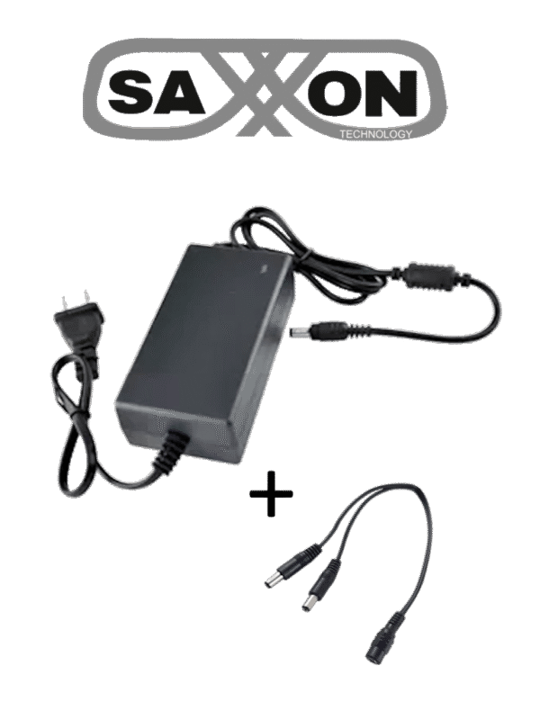 Fuente de Poder Regulada 12VCD 2 Amper + 1 Divisor de Energía 2 Conectores macho - SW001202SXF52PAQDIV