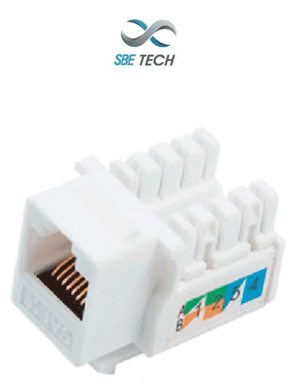 Módulo jack keystone RJ45 8 hilos CAT 5e compatible con calibres AWG 22-26 color blanco - SBE-2302-WT