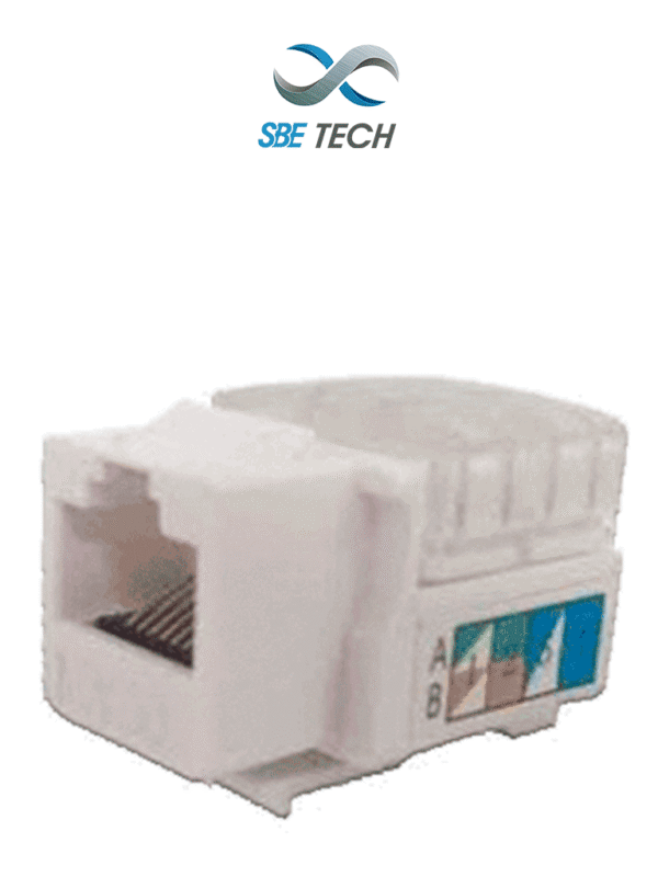 Módulo jack keystone RJ45 8 hilos CAT 6 compatible con calibres AWG 22-26 color blanco - SBE-JACKC6-WT