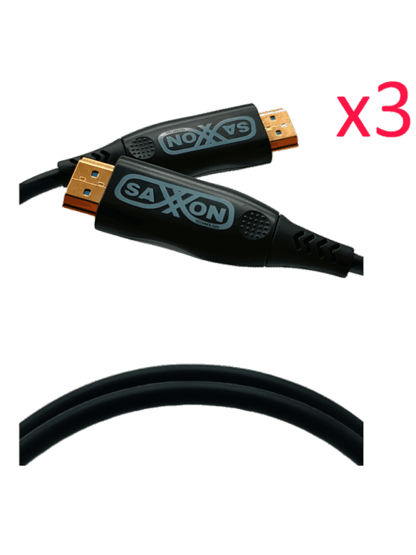 Paquete de 3 Cables HDMI de 5 Metros por Fibra Óptica 4K@60Hz Fibra 4 hilos + 7 hilos cobre estañado Compatible con HDMI 2.0 Alta velocidad 18 Gbps 3D HDR Caja de Aleación de Zinc Premium - SX05HDF047PAQ