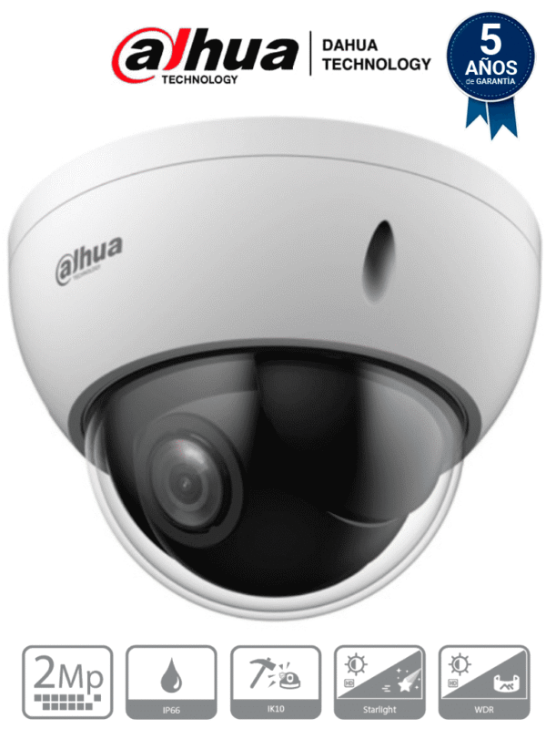 Cámara PTZ Mini Domo Antivandálica de 2 Megapíxeles analógica 4X de Zoom Óptico IP66 IK10 Starlight HLC 30FPS 3DNR - DH-SD22204DBN-GC
