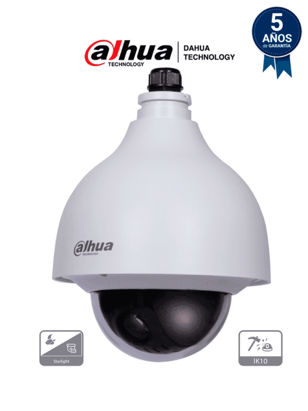 Cámara PTZ Antivandalica de 2 Megapixeles 15x de Zoom Optico Starlight WDR Real de 120 dB 3D DNR IK10 IP67 1 Entrada de Audio 2&1 E&S de Alarmas Soporta Formatos: CVI/TVI/AHD/CVBS - DH-SD40215N-HC-LA