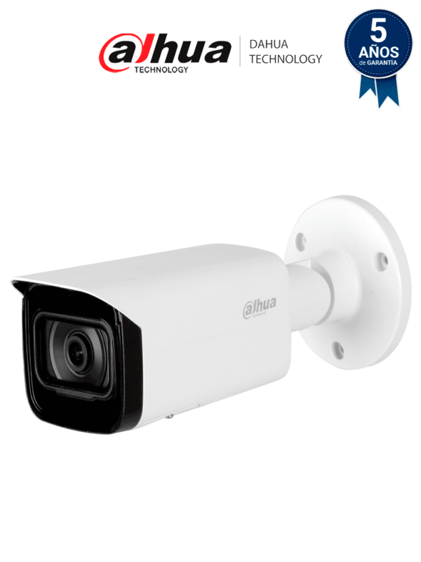 Cámara Bullet de 4MP con tecnología Acupick y Wiz Mind sin metadatos de video IA SSA detección facial mapa de calor conteo de personas lente de 2.8mm IR 80m SMD 3.0 ranura MicroSD e PoE IP67 IK10 - DH-IPC-HFW5442T-SE