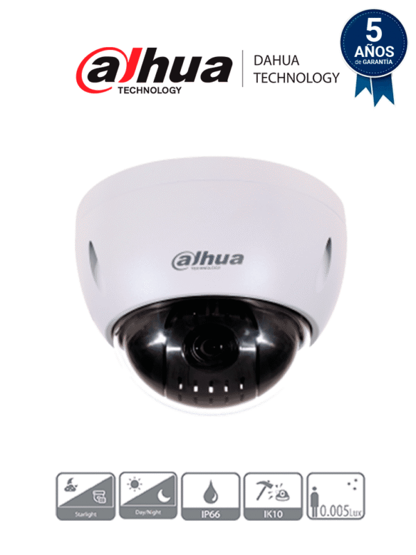 Cámara PTZ de 2 Megapíxeles 1080p 15x de Zoom Óptico Montaje en Techo WDR Real 120 dB Starlight Antivandálica IK10 IP66 - DH-SD42215-HC-LA
