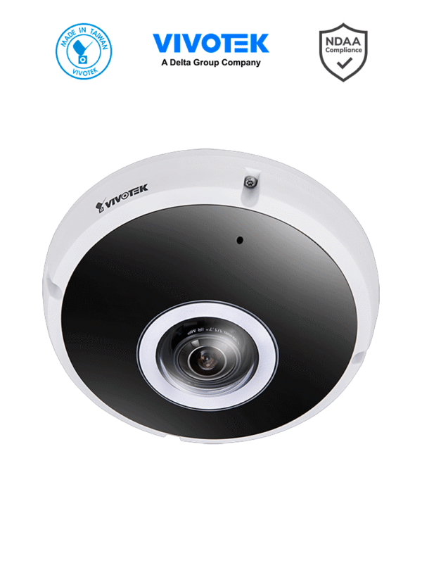 Camara IP panoramica fisheye 360º para exterior 12 Megapixeles Conector PoE M12 Iluminadores IR 5 Mts Microfono Integrado IA Deep Learning VCA IP67 IK10 NEMA4x EN50155 - FE9391-EV-V2-M12
