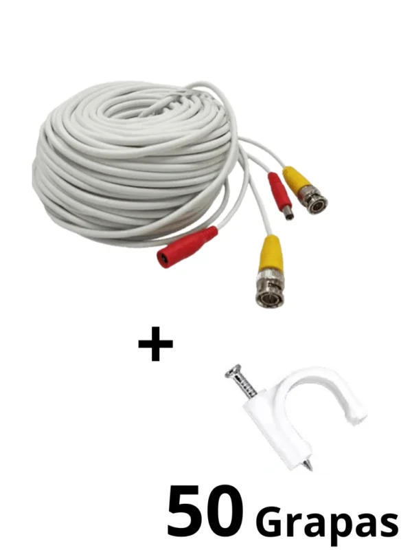 Paquete de Cable Siames Armado Blanco de 20 Metros con Bolsa de 50 Grapas de Pared Blancas de 5mm - LMG-BNC20WLMG5MM