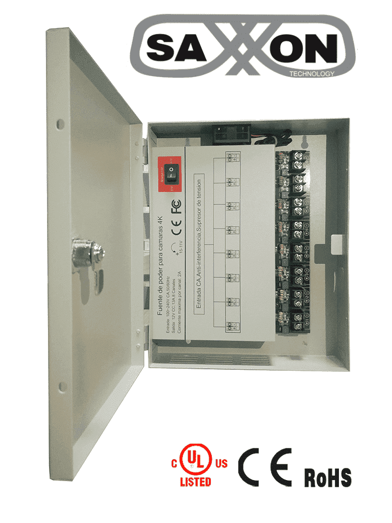 Fuente de Poder Profesional de 11 a 15 vcd 13 Amperes Para 8 Camaras Hasta 4k 1.6 Amperes por Canal Protección contra Sobrecargas Filtro de Ruido por Canal Uso rudo - PSU1213-D8H - Imagen 3