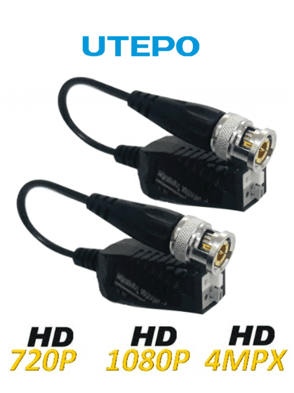Paquete de 50 pares de transceptores pasivos (Video Baluns) soporta 4MP a 200m 1080p a 250m 720p a 300m en CVI Compatible con HDCVI/TVI/AHD/CVBS Incluye 2 terminales Push para fácil conexión - UTP101PHD450