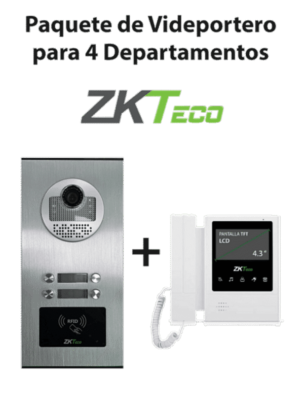 Paquete de Videoportero para 4 Departamentos VE04A01 con 1 Monitor VDPIB4 de 4.3 pulgadas - VE04A01PAQ4P