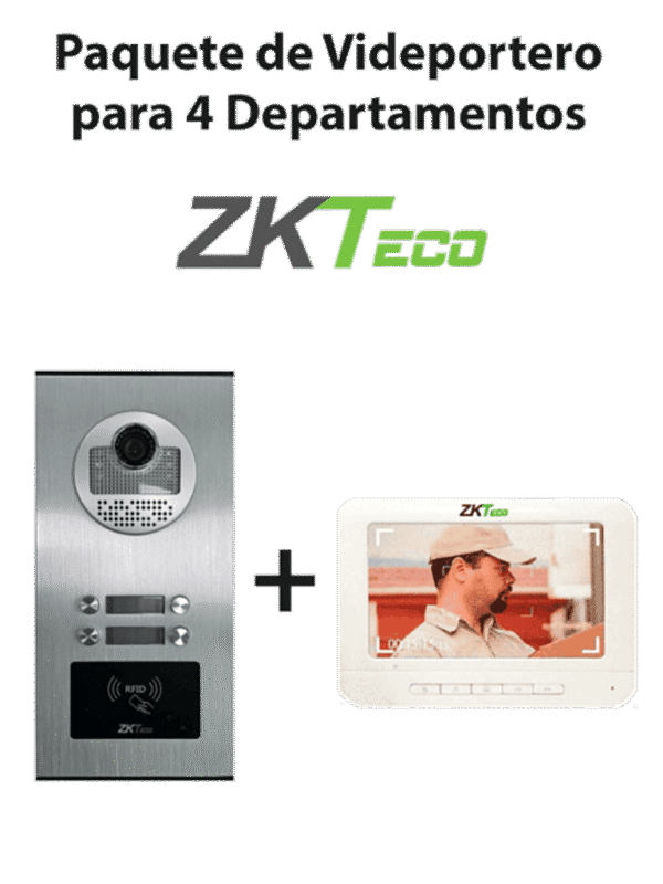 Paquete de Videoportero para 4 Departamentos VE04A01 con 1 Monitor VDPIB3 de 7 pulgadas - VE04A01PAQ7P
