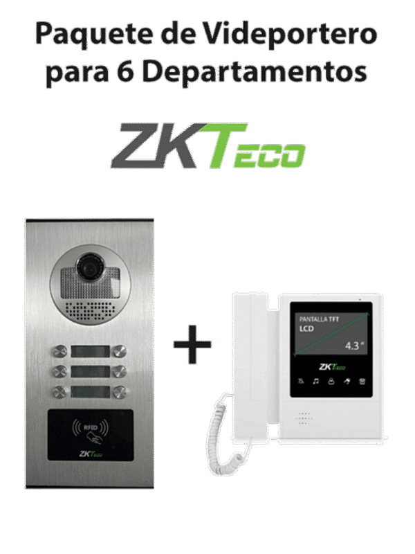 Paquete de Videoportero para 6 Departamentos VE06A01 con 1 Monitor VDPIB4 de 4.3 pulgadas - VE06A01PAQ4P