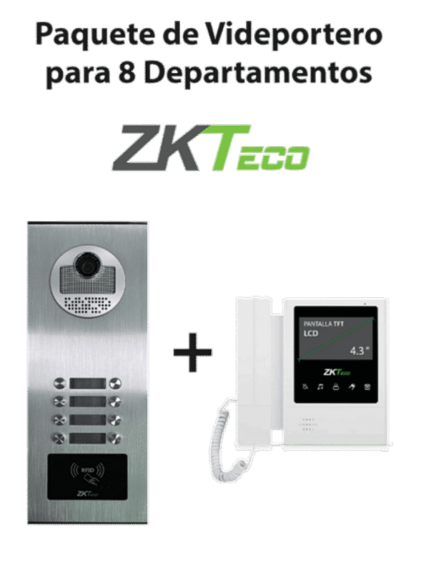 Paquete de Videoportero para 8 Departamentos VE08A01 con 1 Monitor VDPIB4 de 4.3 pulgadas - VE08A01PAQ4P