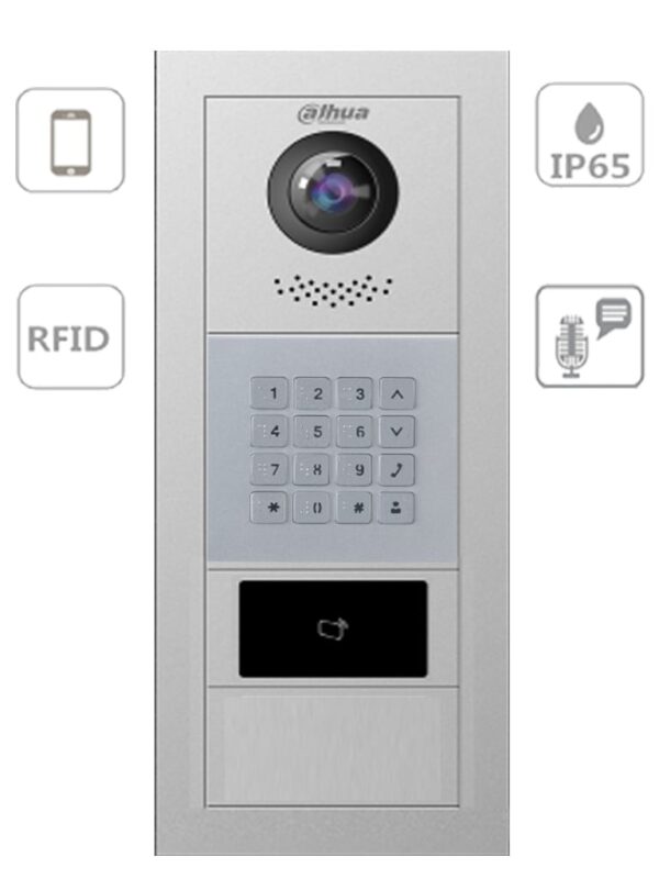 Paquete Modular de Frente de Calle Departamental Función P2P Cámara de 2 Megapíxeles Apertura con Tarjetas Mifare Hasta 100 Monitores Notificación a APP Apertura Remota Uso Fraccionamientos - VTO4202FX SERIES