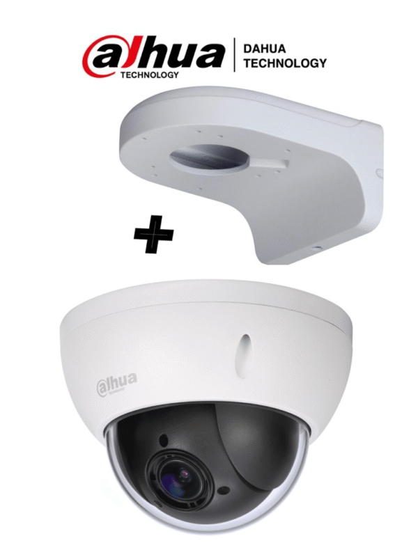 Camara mini PTZ de 2 MP HDCVI 4X Zoom óptico con brazo de pared PFB203W incluido - SD22204IGCPAK