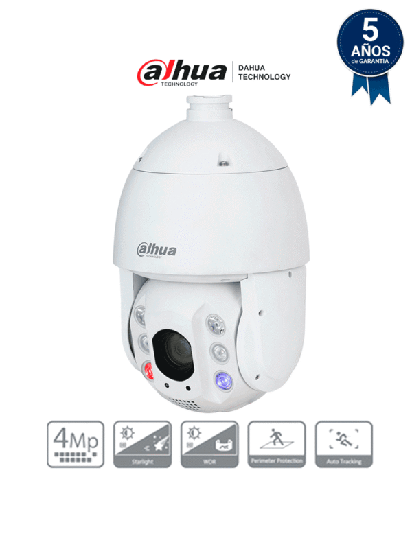 Cámara IP PTZ 4MP con tecnología Acupick WizSense y Full Color iluminador dual inteligente TiOC zoom óptico 25x IR 150m luz visible 50m Auto Tracking SMD 4.0 E/S de alarma y audio IP66 PoE - DH-SD6C3425GB-HNR-A-PV1