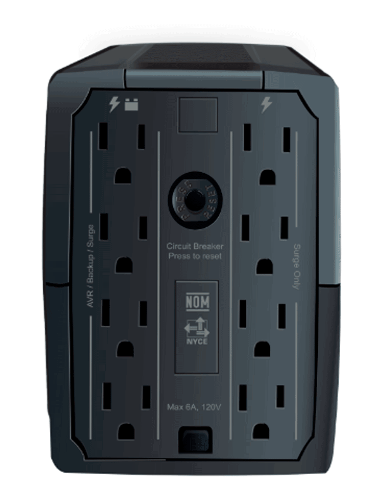 UPS Interactivo de 500 VA y 250W con 8 terminales de salida (4 con respaldo) auto reseteo incluye batería de 12V 4.5AH y es libre de mantenimiento - R-UPR508 - Imagen 4