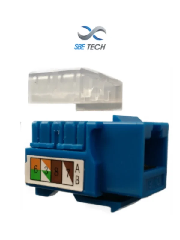 Módulo jack keystone RJ45 8 hilos CAT 6 compatible con calibres AWG 22-26 color azul - SBE-JACKC6-BL